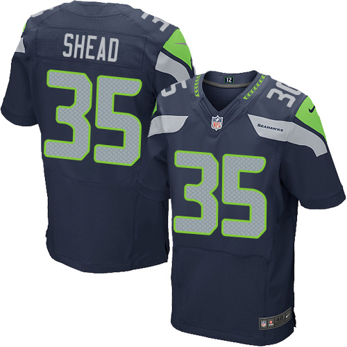 Men's Elite DeShawn Shead Nike Jersey Navy Blue Home - #35 NFL Seattle Seahawks